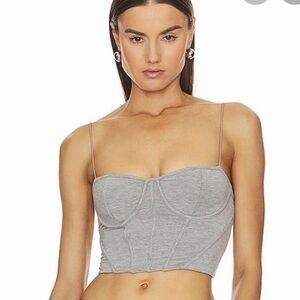 SER.O.YA Viv Gray Corset Bustier Crop Top Small Spaghetti Strap NWT